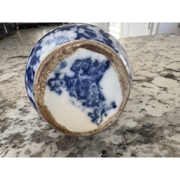 Vintage Antique Victoria Ware Ironstone Small 4" Pitcher & 4" Basin Calico Blue - Picture 9 of 10